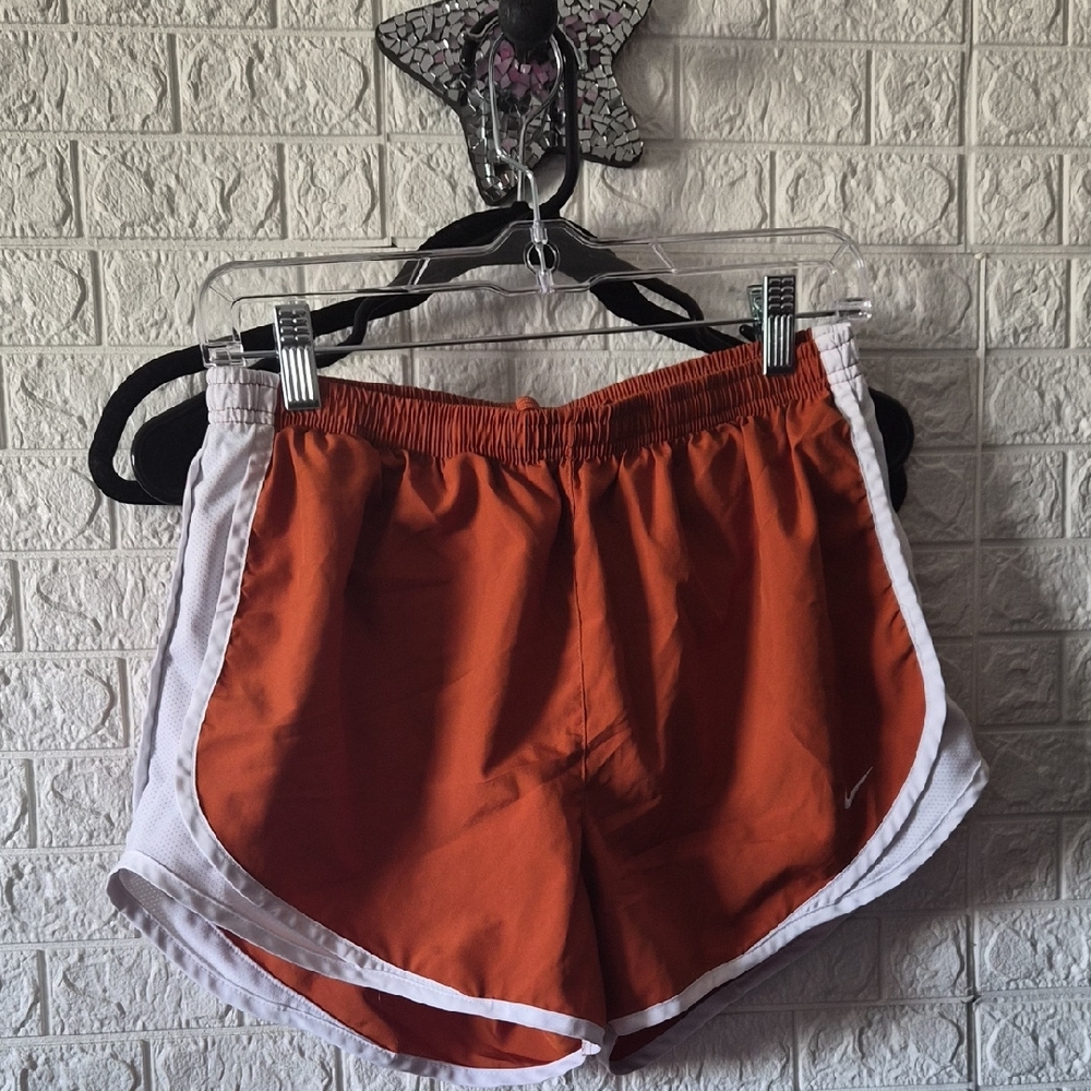 Nike Women's Burnt Orange and White Athletic Shorts